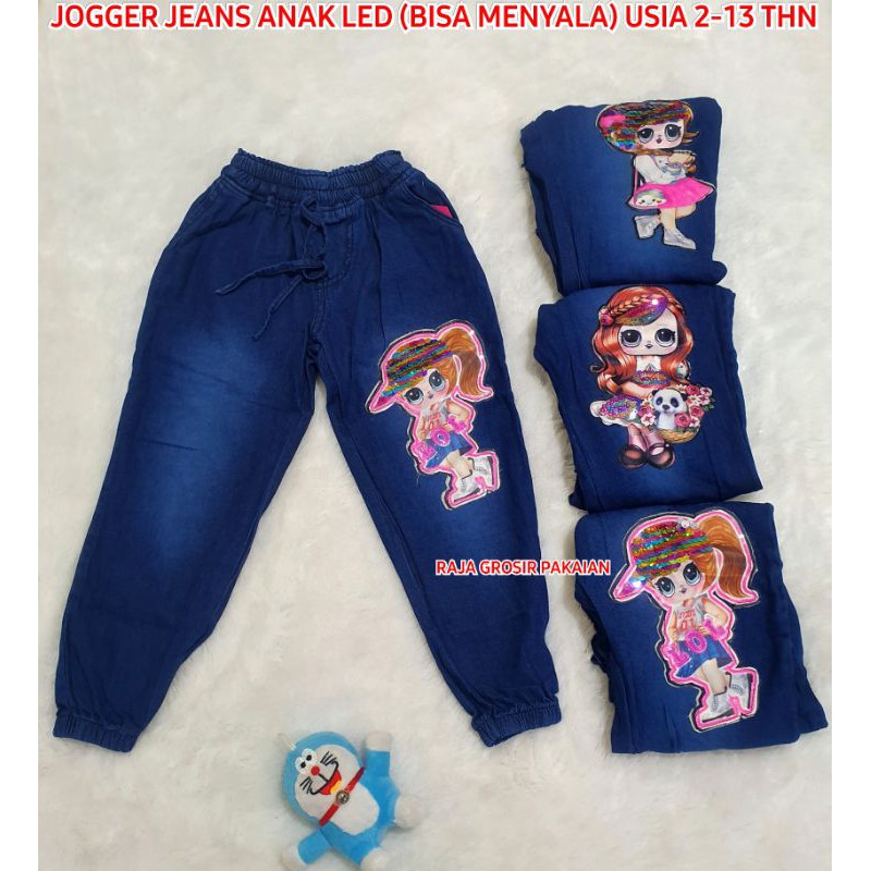Jogger Jeans Anak LED (Bisa Menyala) Umur 2-13 Thn / Jeans Premium