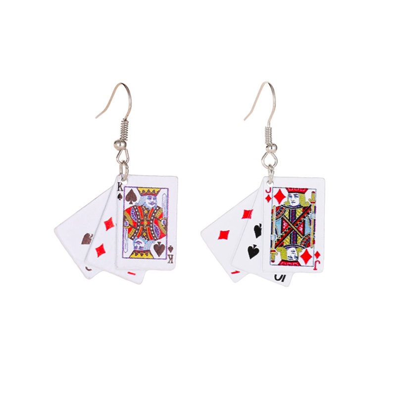 SIY  Poker Earrings Cool Personality Generous Earrings Cold Wind Net Red Accessories