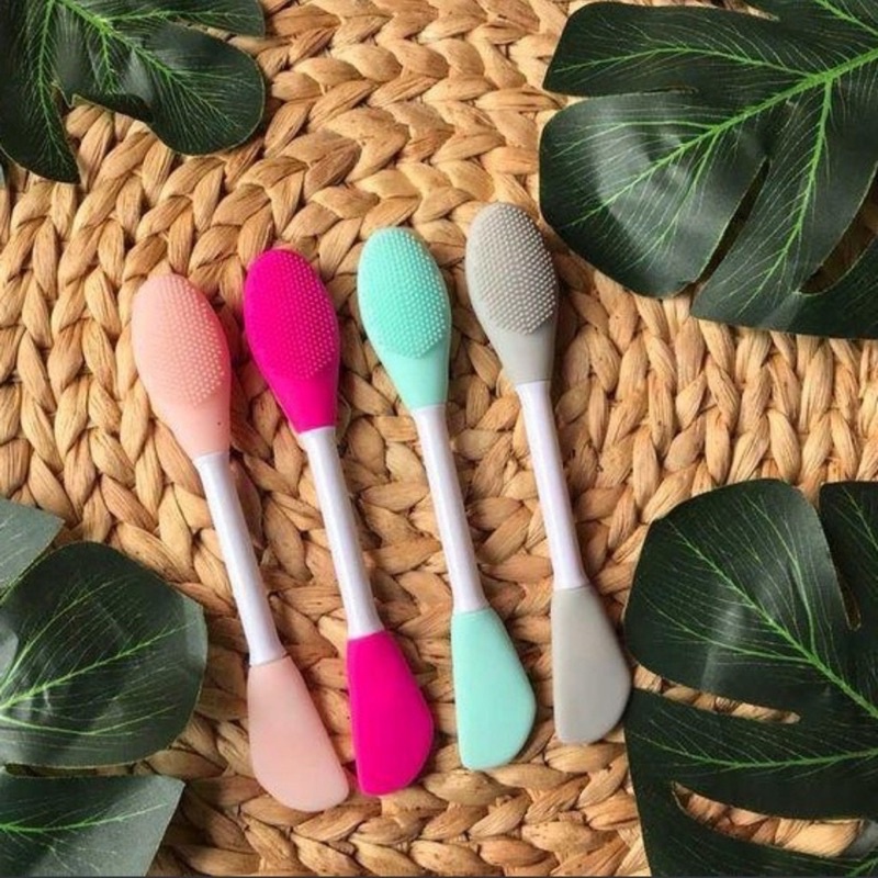 Kuas Spatula Silicon 2 in 1 / Spatula Silicon + Face Brush