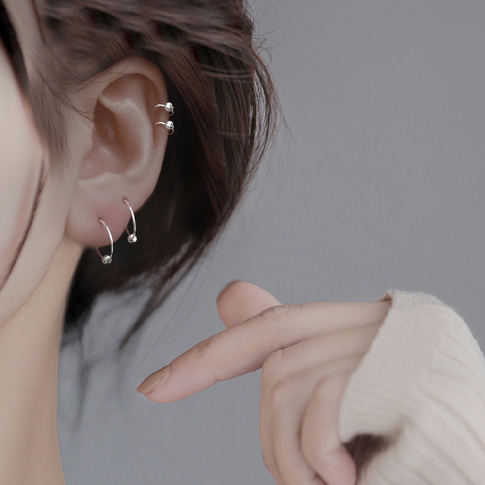 【COD Tangding】6/8/10mm New Tide Ear Bone Ring Silver Color Korea Fashion Accessories Jewelry 1 pair