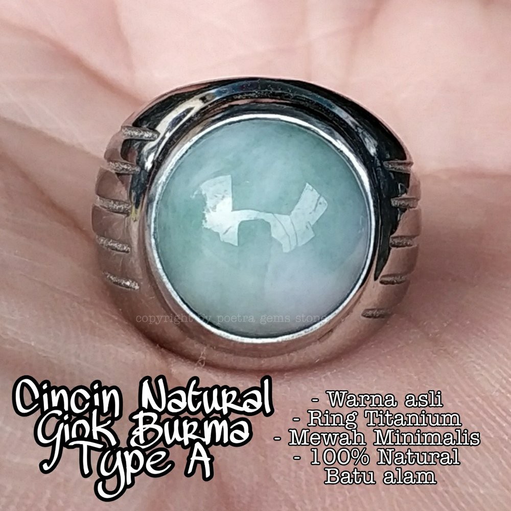 CINCIN BATU AKIK PERMATA NATURAL GIOK BURMA NATURAL JADEITE JADE TYPE A MINIMALIS