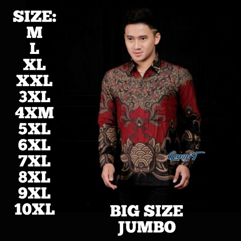 KEMEJA BATIK PRIA LENGAN PANJANG BIG SIZE JUMBO M.L.XL.XXL.3XL.4XL.5XL.6XL.7XL.8XL.9XL.10XL