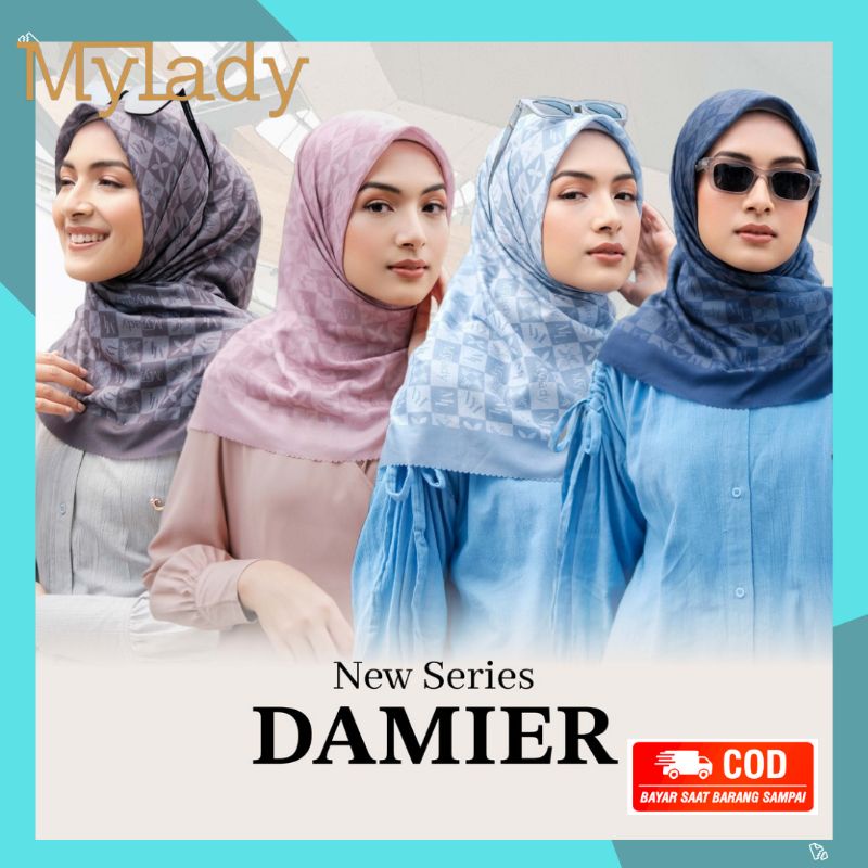 Kerudung Hijab My Lady MyLady Motif Damier Voal Ultrafine Segiempat Original MyLady
