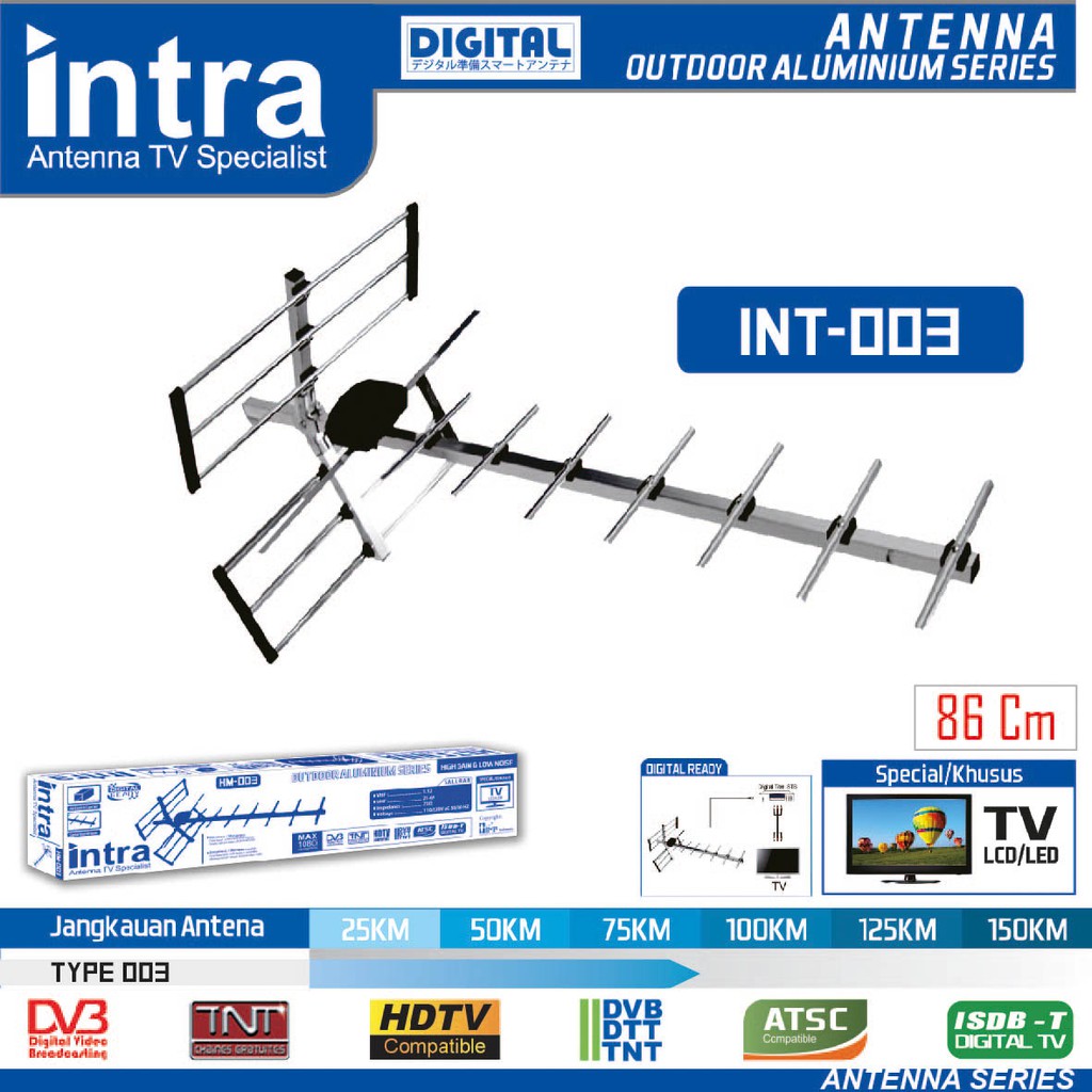Antena Digital Luar Intra 003 FREE KABEL 13 m / Antena Outdoor INT-003
