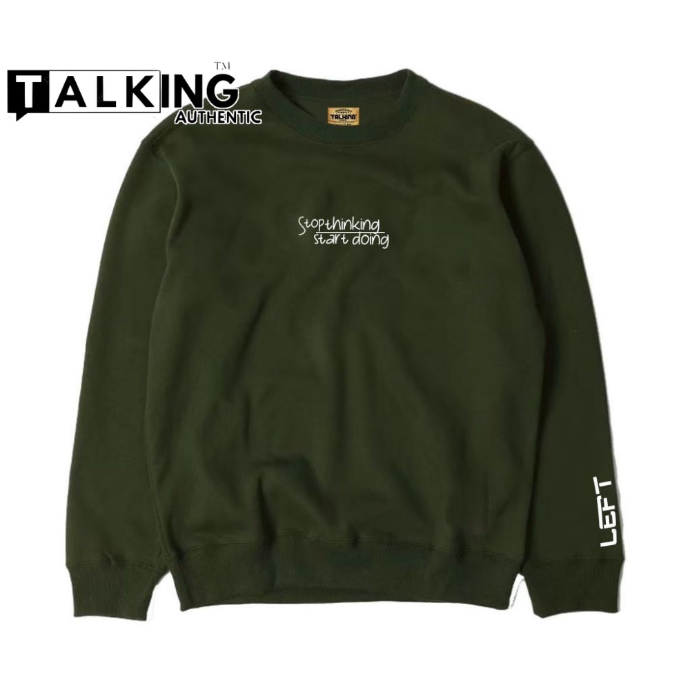 Sweater Crewneck Pria Distro Talking Authentic Hijau Army Switer Oblong Pria Hoodie Cowok Keren Sweter Oversize