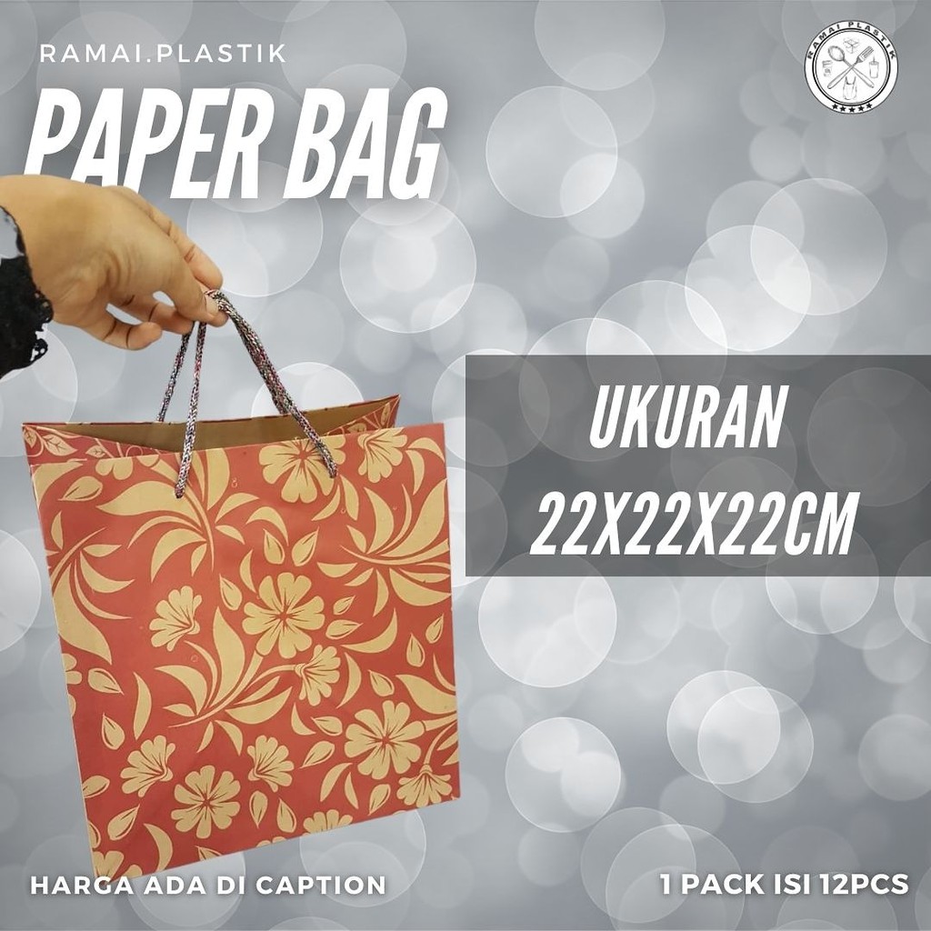 

Paperbag/ tas kertas uk 22x22cm isi 12pcs