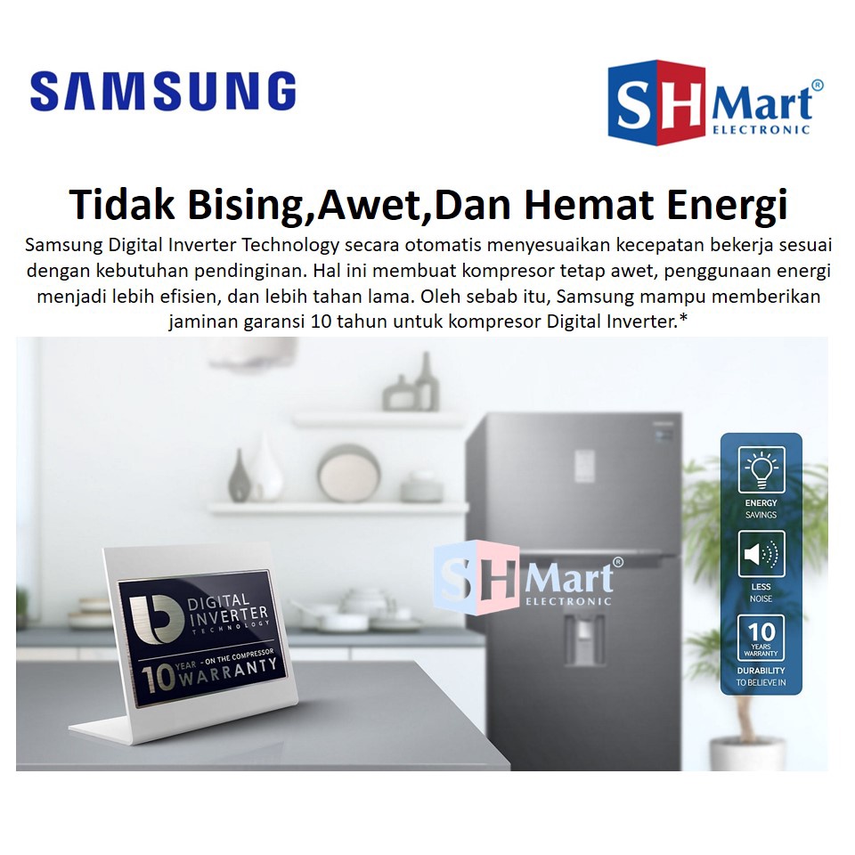 SAMSUNG KULKAS INVENTER 2 PINTU RT46K6231BS RT46K HEMAT LISTRIK WARNA BLACK STAINLESS (MEDAN)