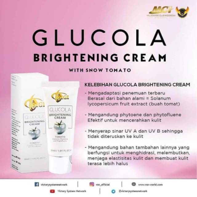 Glucola Snow Tomato Brightening Cream Mci Shopee Indonesia