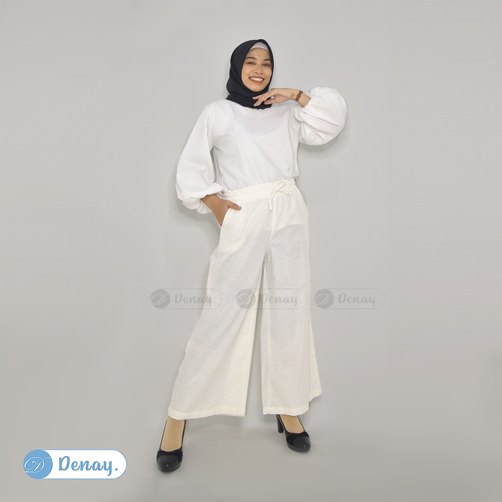 TOKODENAY - Celana Kulot Aira Rami - Cullote Linen Premium - Fashion muslim-7