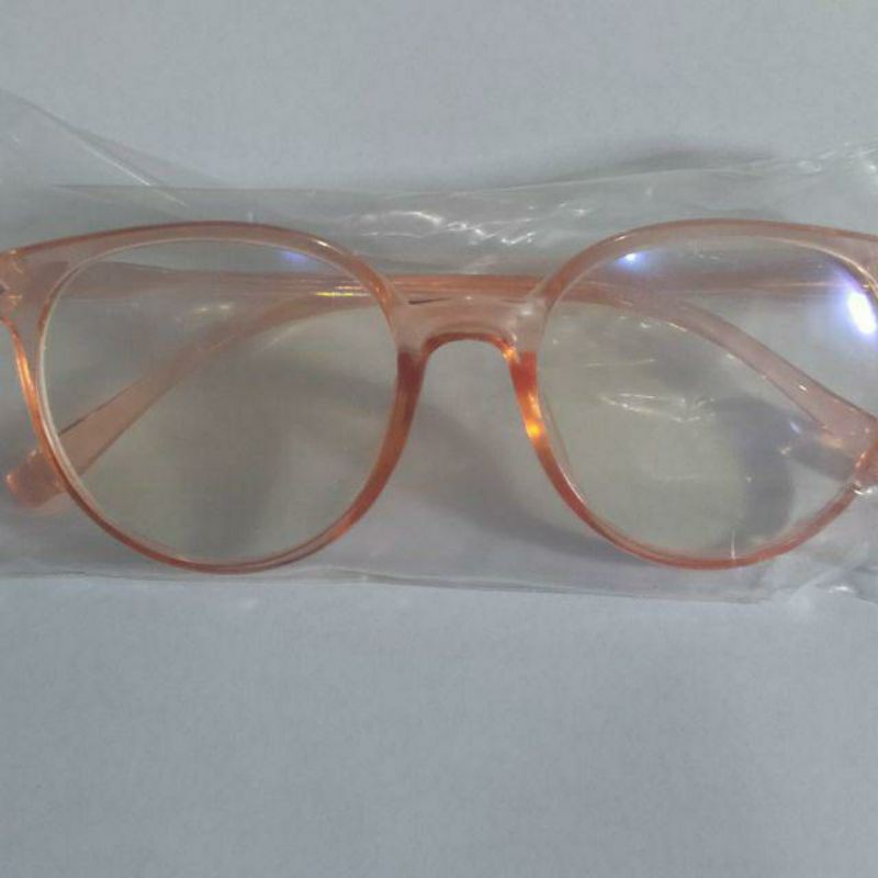 Kacamata anti radiasi  Wanita Pria Frame Sunglasses Lensa Transparan import TOSERBA-Orange