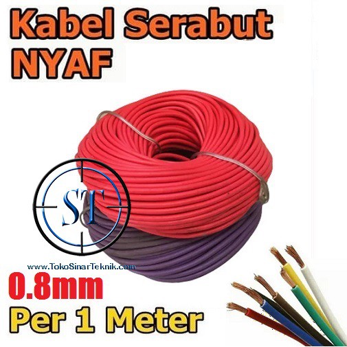 1 Meter Kabel NYAF 0.8mm Tebal 3mm @1M Tunggal Serabut Tembaga Bisa Di solder