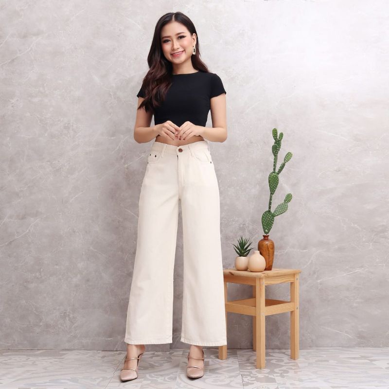 MOZZA JEANS KULOT WANITA // BAWAHAN HIGHWAIST // KULOT JEANS WARNA