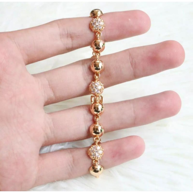 Gelang tangan wanita rantai mangkok perhiasan wanita titanium gold