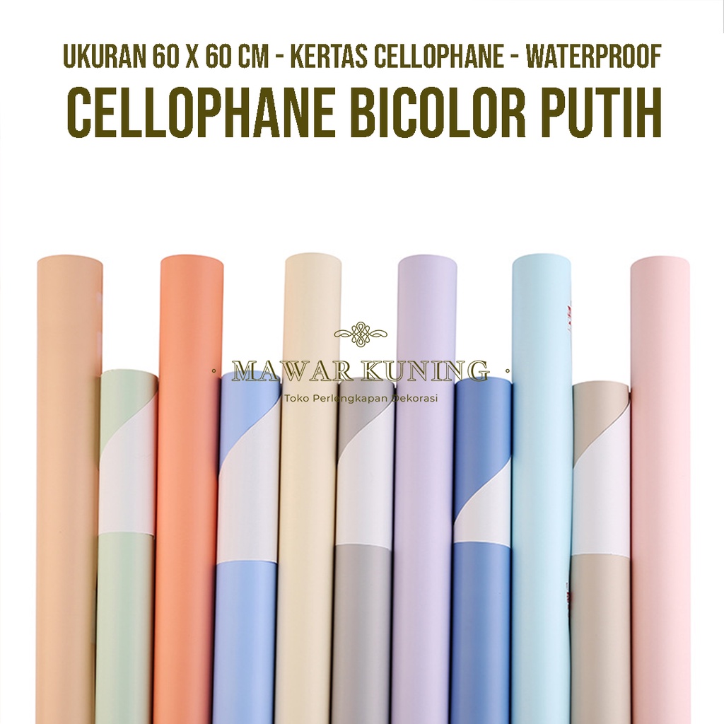 

[ 20 Lembar ] Cellophane Bicolor Putih Pastel / Kertas Cellophane Untuk Buket Bunga - ASWF