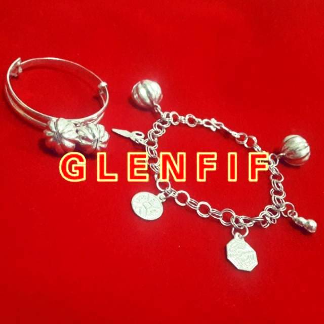 GLENFIF Gelang Perak Bayi Tangan Kaki Bulat Kerincing Pakkua Holo GLENFIF