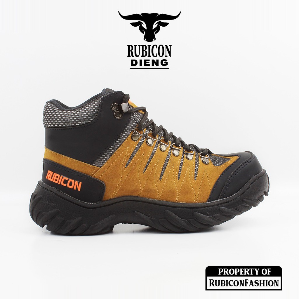 SEPATU BOOTS PRIA SAFETY TRACKING HIKING TOURING RUBICON DIENG HIGH PREMIUM QUALITY UJUNG BESI