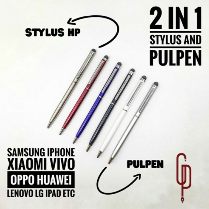 Stylus + Pen 2IN1 Ballpoint Pulpen Smartphone Touchscreen pena tablet