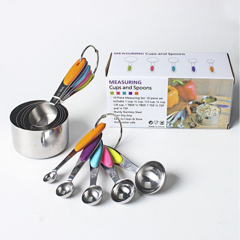 Alat Takar Stainless Steel (Isi 10 pcs) / Sendok Ukur / Measuring Spoon Cup Premium