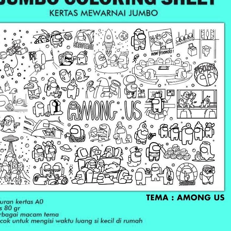

JUMBO COLORING SHEET bisa custom nama KIDS GIANT POSTER 84x118cm KERTAS MEWARNAI BESAR MAINAN ANAK AOT ATTACK ON TITAN AMONG US SPACE PRINCESS CARTOON 48 (Produk)