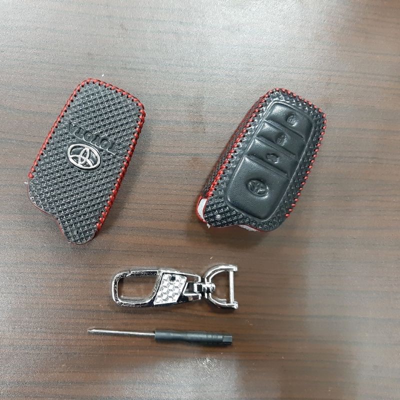 Sarung remote kulit Carbon mobil toyota Fortuner VRZ 2016-2021