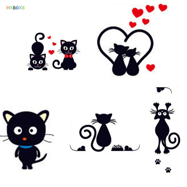 Hxbg Cat Switch Stickers Black Cat Wall Stickers Removable Pvc Wall Decor Bedroom Living Room Shopee Indonesia