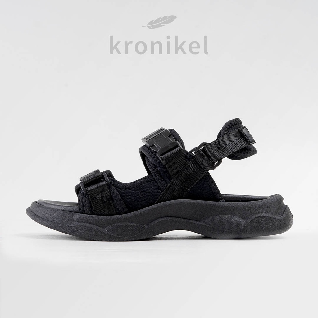 [PREMIUM LOKAL BRAND] KRONIKEL PROJECT // LEVI 2-in-1 Sandals - Full Black