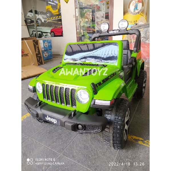 Mobil Aki Anak Jeep Rubicon Lisensi Green