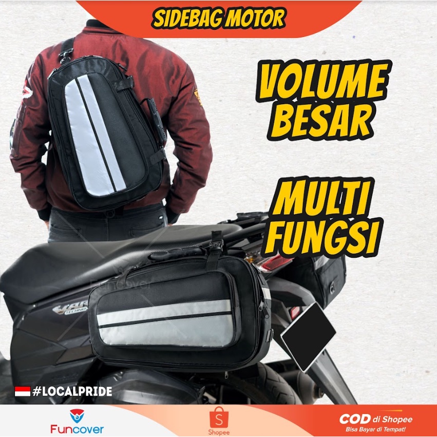 Sidebag motor Side Bag Oval Tas Samping Motor Waterproof Funcover Tas Samping Motor Sidebag Touring 