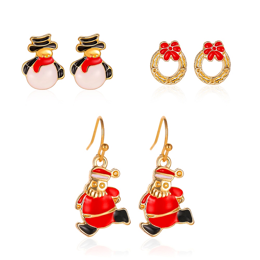 Lonceng Kartun Kreatif Natal Stocking Anting Wanita Set Anting Liontin Santa Lucu Hadiah Natal