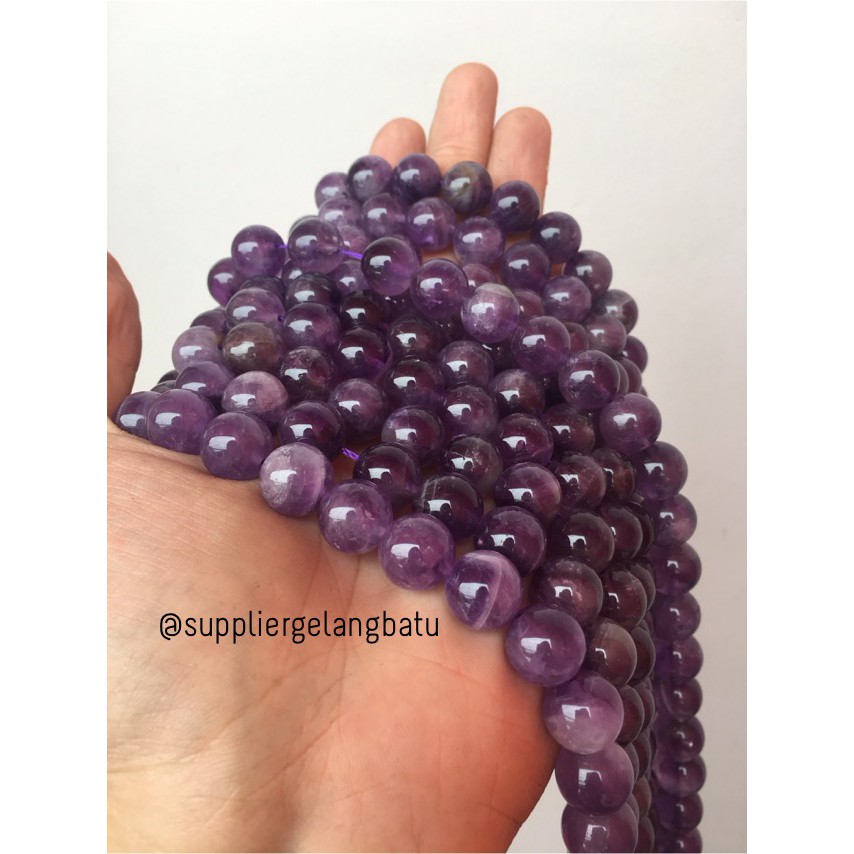 bahan batu kecubung susu 12mm amethyst kalimantan martapura original ungu violet bahan fashion craft