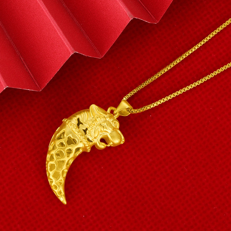 Kalung Emas Asli Kadar 375 Dengan Liontin Zodiak Harimau Untuk Pria