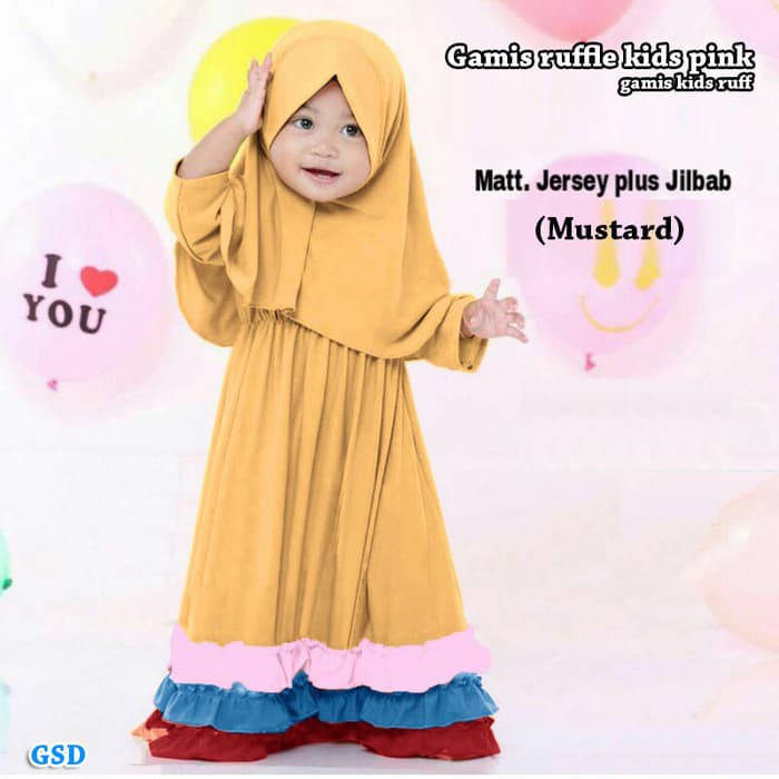 Grosir dress-gamis anak perempuan-baju muslim anak|gamis ruffle kids