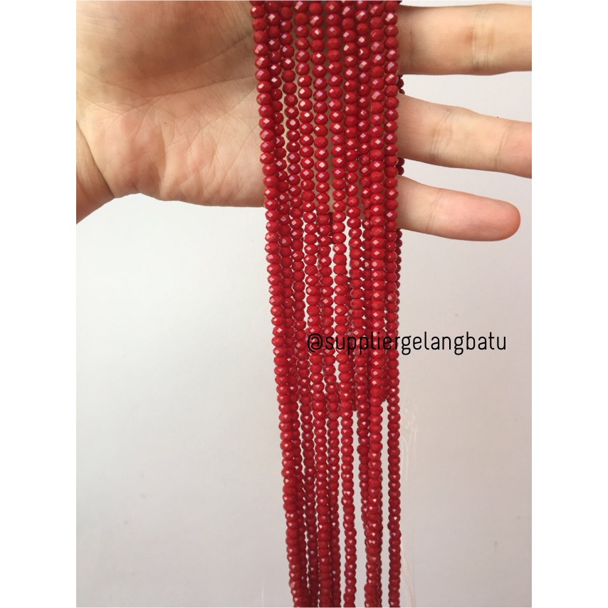 Crystal Ceko Doft 4mm merah maroon aksesoris beads manik donat rondel kristal perhiasan olshop manik