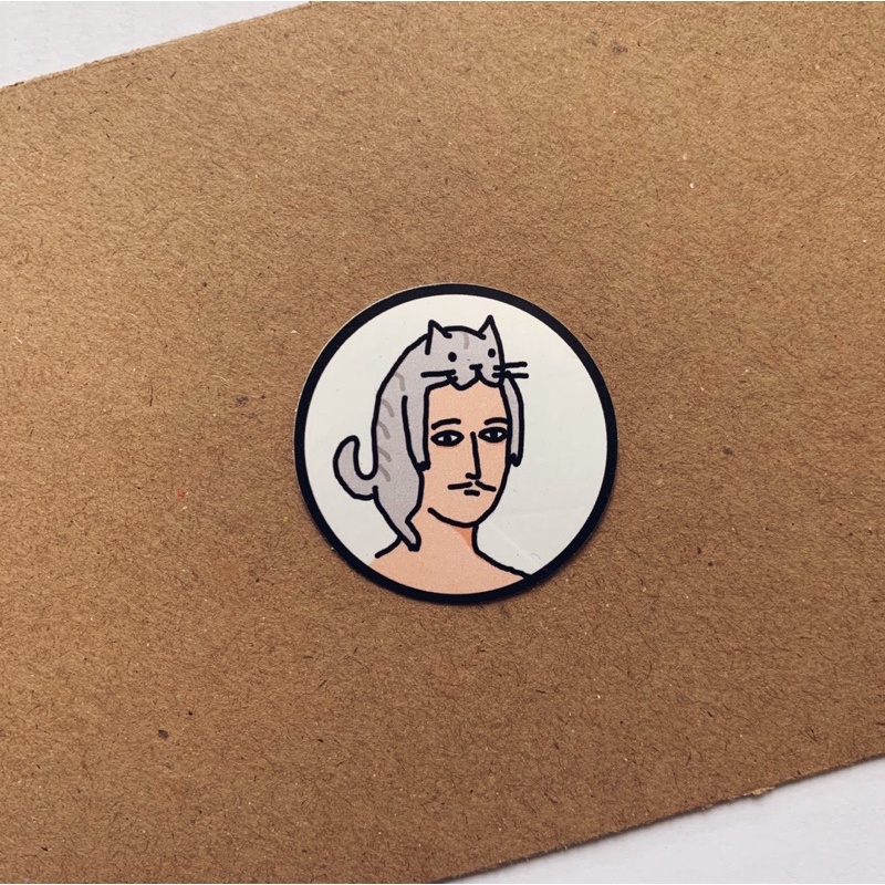 Phaedra.stuff - A Man With Cat Sticker | aesthetic sticker | cute sticker | cat sticker | kucing