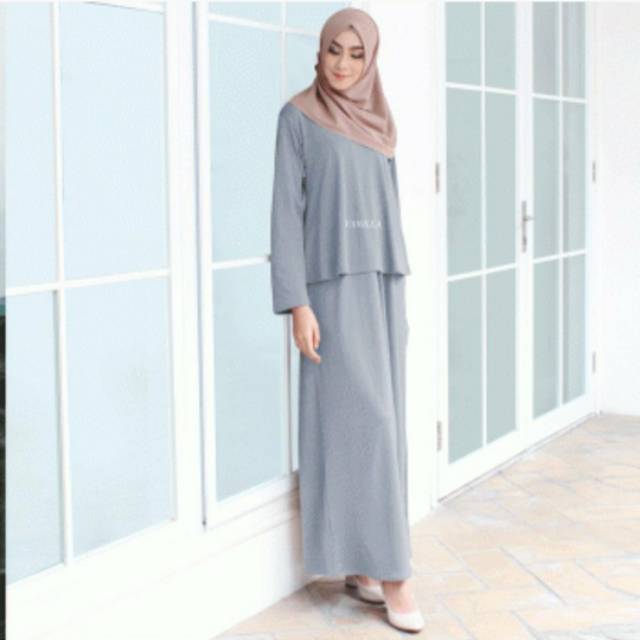Jual Sasha Dress Vanilla hijab ' Misty Grey' Shopee Indonesia