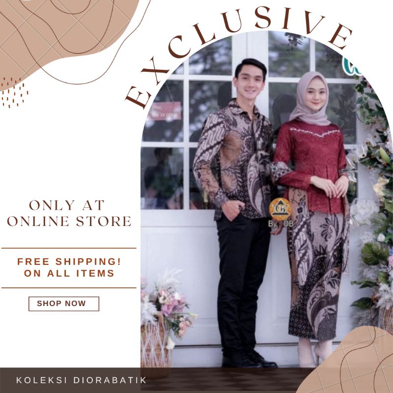 Couple Kebaya Brokat Asyifa Maroon //M.L.XL.XXL Set Kebaya Mix Brokat Payet Hanmade