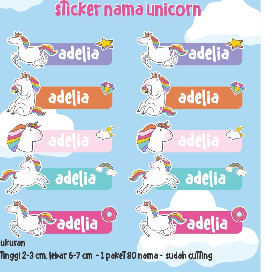 

Best Seller.. Sticker nama Unicorn