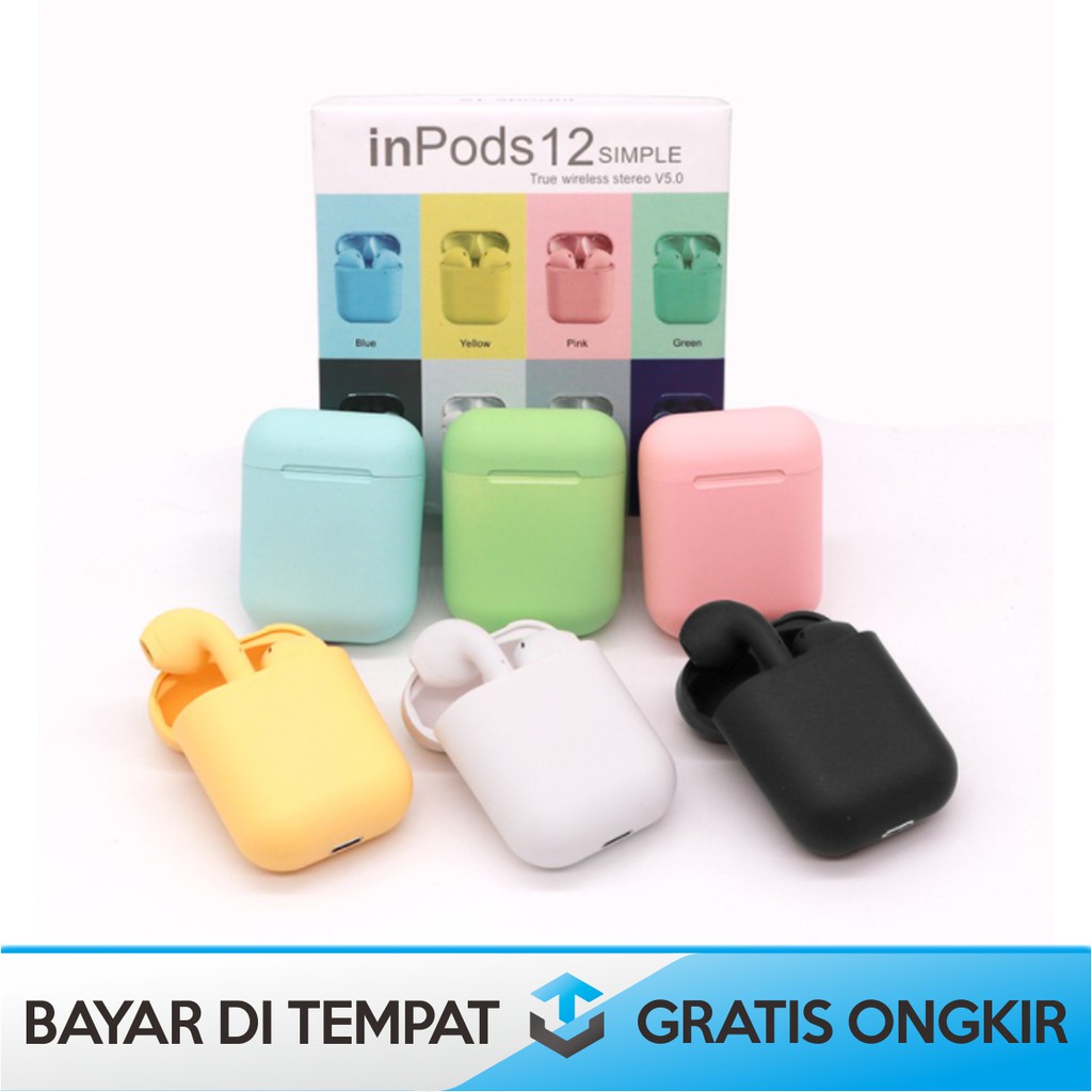 INPODS BLUETOOTH WIRELESS TWS-i12 PRO NIRKABEL TOUCH/ HEADSET EARPHONE EARBUDS HANDSFREE-i12 SENTU