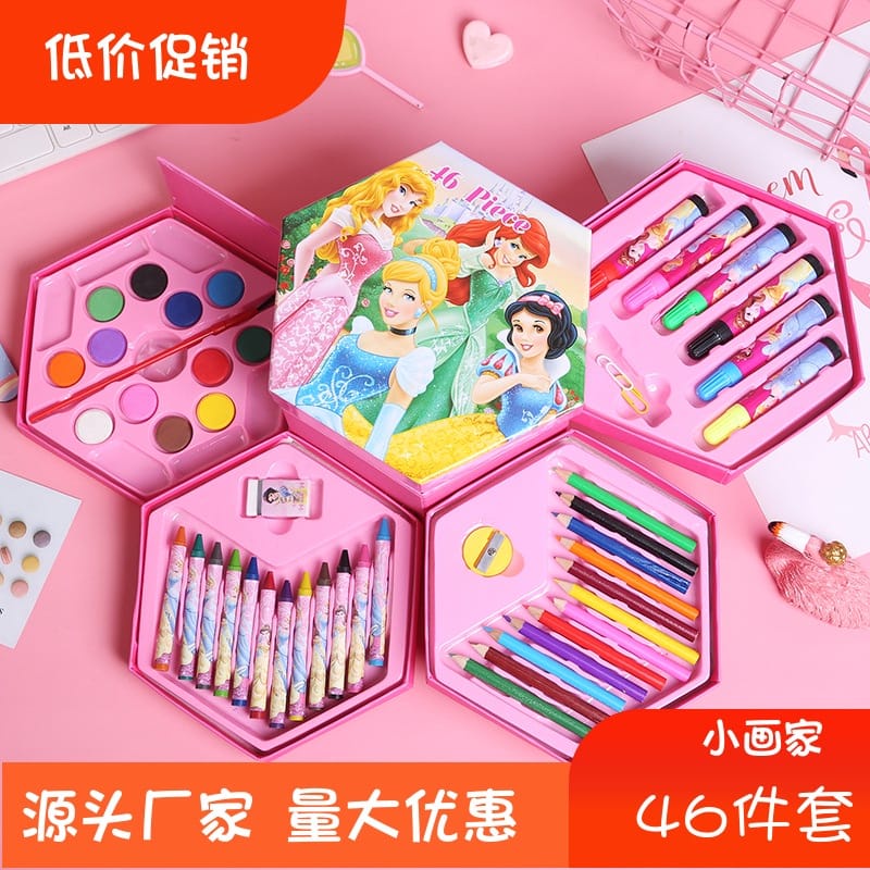 PAOPAO Crayon 1 Box Premium Set 46 pcs Mewarnai Pensil Warna Melukis