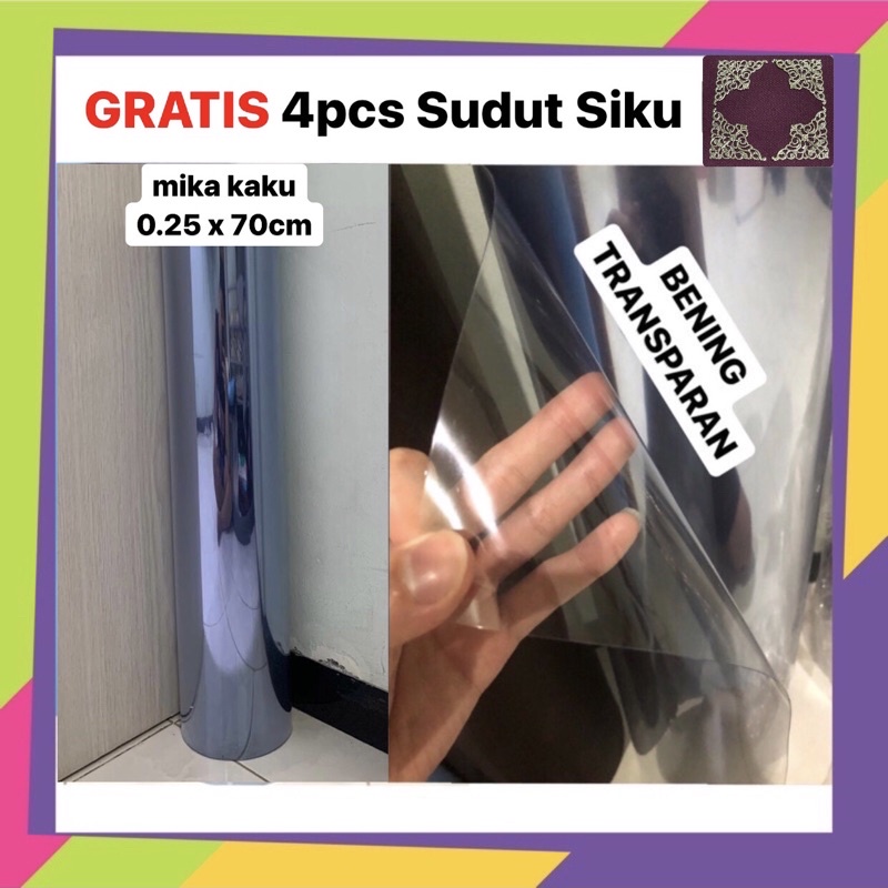 

Plastik Mika Bening PVC (0,25mm x 70cm) Meteran tekstur Kaku / Rigid untuk Kotak Hantaran Souvenir Seserahan Tebal 0.25mm 0 25