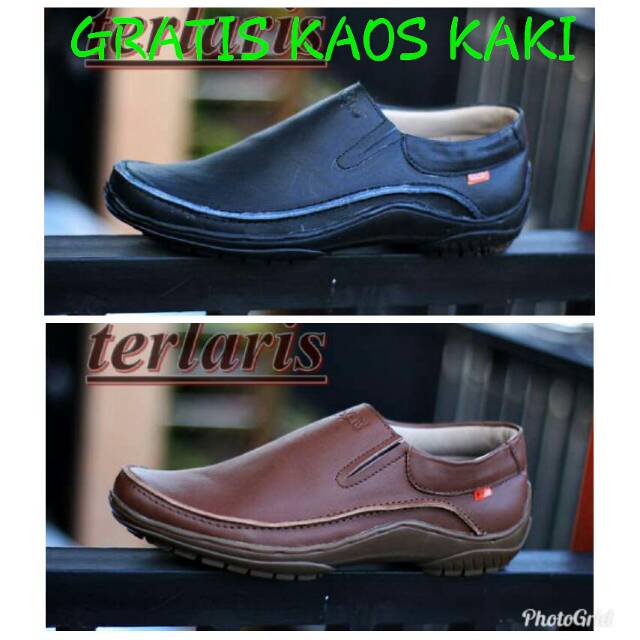 Sepatu slip on kickers kulit sapi asli