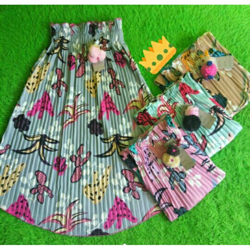 (KAKTUS)Rok plisket anak kaktus umur 3-12 tahun/rok plisket anak perempuan motif kaktus uk m,l,xl dan xxl