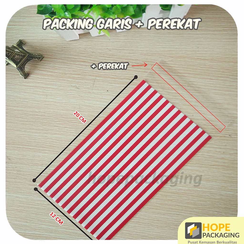 [5 Pcs] Plastik OPP Motif Garis Lem Perekat Kemasan Snack Aksesoris Souvenir Kue Lebaran