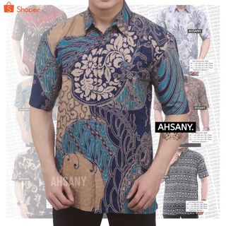 Batik Pria Lengan Pendek Halus Terbaru motif Melati Abu Cocok Seragam nikah Keluarga Hajatan Tidak Luntur Shopee Cod MA01