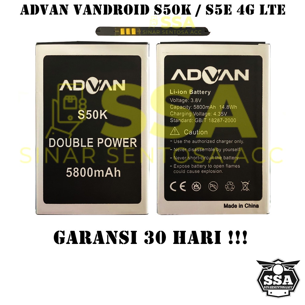 Baterai Original Double Power Advan Vandroid S50K S5E 4G LTE Batre Batrai Batrei Battery s50k s5e 4g Ori HP Batu Batere Garansi Murah Awet Garansi