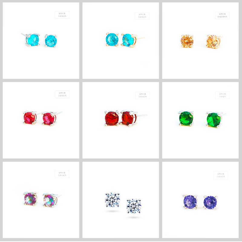 Anting Tusuk Wanita Model Retro Simple Warna Ungu