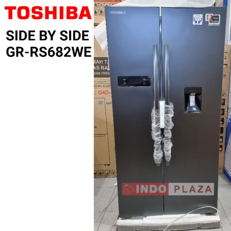 KULKAS TOSHIBA SIDE BY SIDE GR-RS682WE WATER DISPENSER