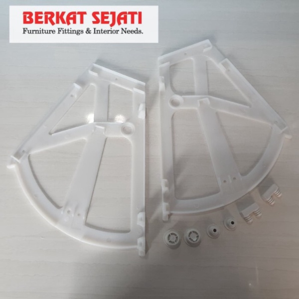 Promo Bracket Fitting Engsel Lemari Rak Sepatu Putar 2 Susun Hitam Plastik - Putih Limited