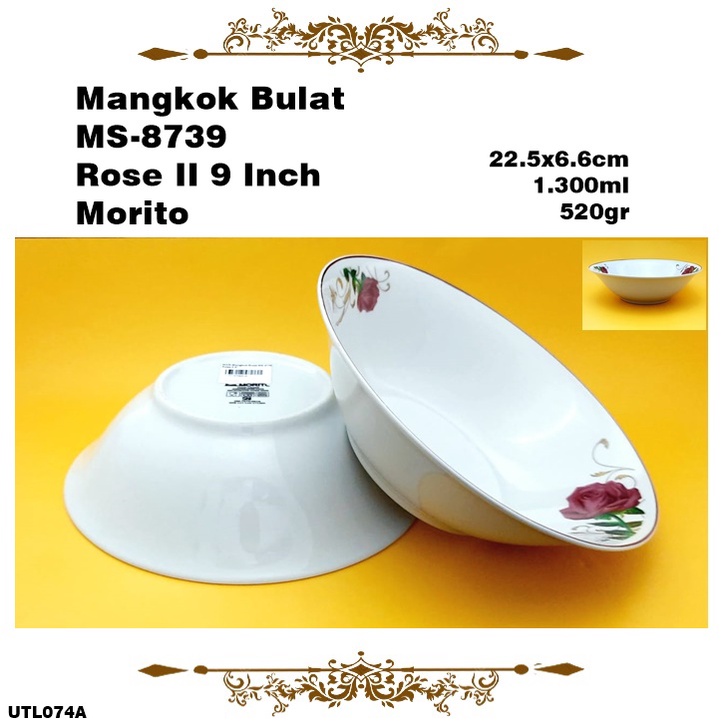 Mangkok Bulat Kerami MS-8739 Rose II 9 Inch Morito SNI