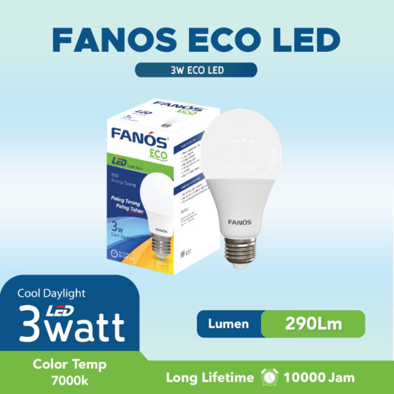 Paket 10 pcs Lampu Led Fanos Eco 3 watt Putih Dan kuning